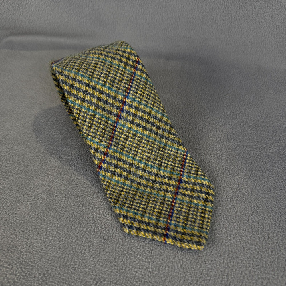 Silvano Michelassi J Peterman Mens Tie Italy Lambswool Cashmere Plaid 60"